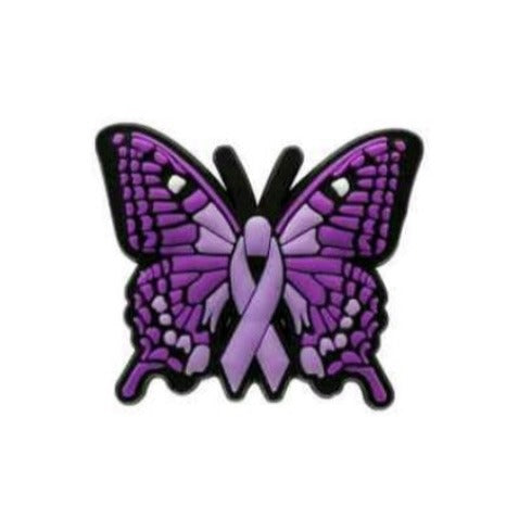 Purple ribbon butterfly Jiblet Croc Charm (pancreatic cancer and epilepsy)